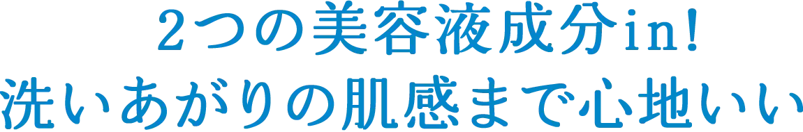 2つの美容液成分で洗いあがりまでしっとり心地いい