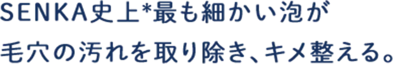 SENKA史上＊最も細かい泡が毛穴の汚れを取り除き、キメ整える。