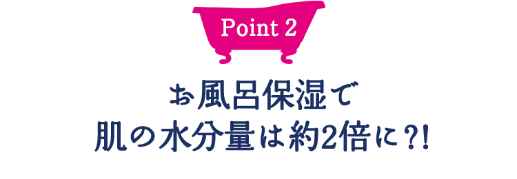 Point2 お風呂保湿で肌の水分量は約2倍に?!