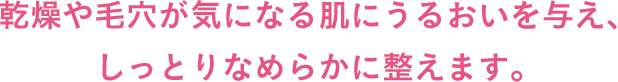 乾燥や毛穴が気になる肌にうるおいを与え、しっとりなめらかに整えます。