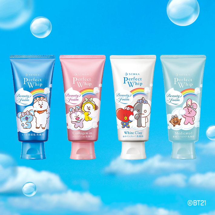 BT21 SENKA きよかっ 専科 パーフェクトホイップ 洗顔料 2種 白 & ブルー